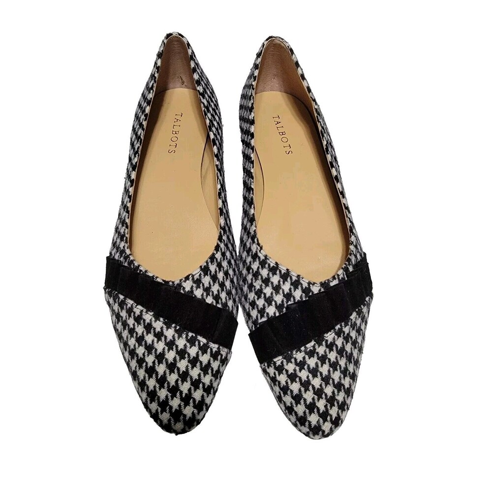 NWT Talbots Edison Pleated Flats - Houndstooth 10.5 M
